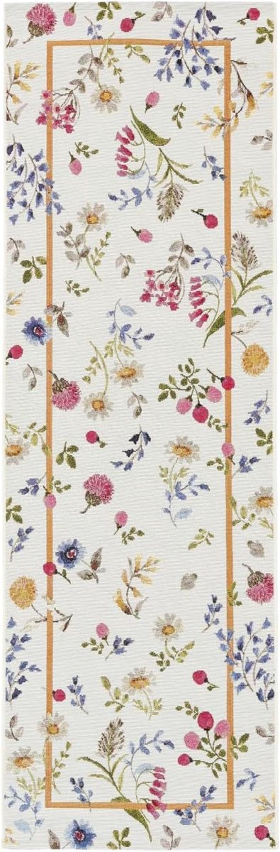 Flora, Binnen & buitentapijt, Moderne, 80 x 250 cm, Rechthoekig, Laagpolig, Hal, Patio, Alleen handwas, UV-bestendig, Veelkleurig