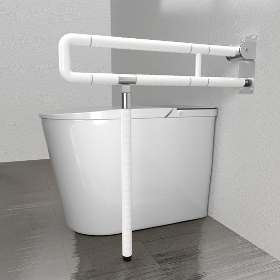 Wandsteungreep - Steunbeugel Badkamer - Veilig Bewegen - Antislip Oppervlak - 60 cm - Wit