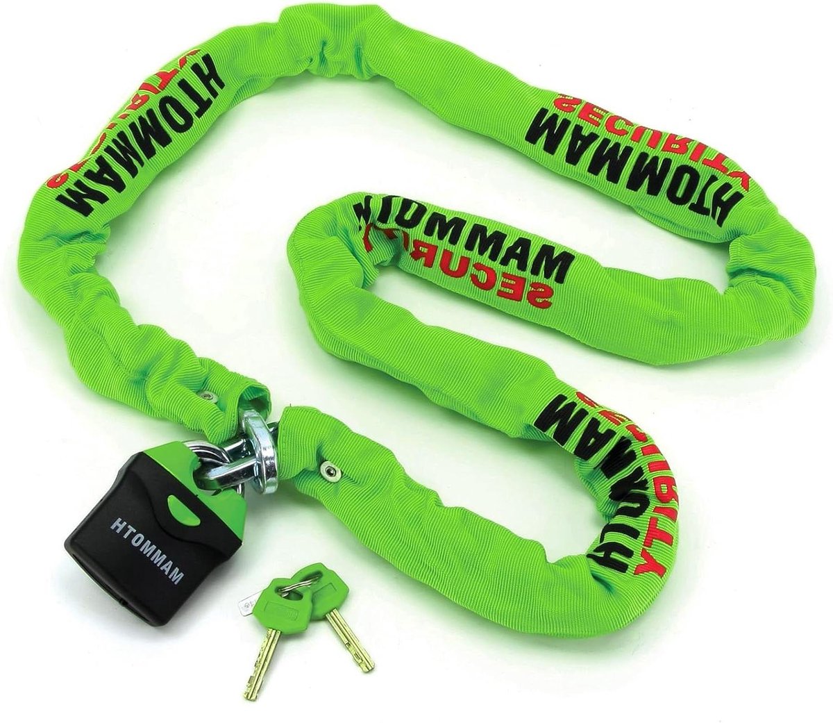 Ketting en Hangslot - Fietsbeveiliging - Fietsen Beveiligen - Gehard Stalen Schakels - 1.8 Meter - Groen