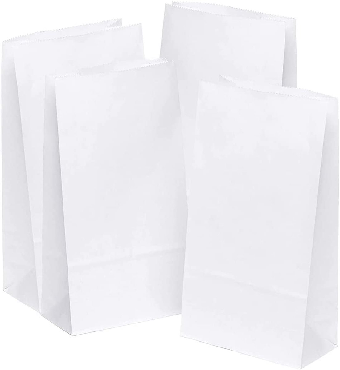 zakjes, 50 stuks, wit, 16 x 30 x 10 cm, cadeautasje, kraftpapier, knutselen, bodemzakjes, snoep, geschenkverpakking, tas, vakantie, verjaardagsfeest