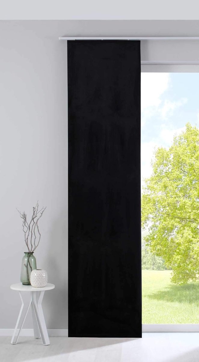 Milano 203571 Verduisterend paneelgordijn, fluweel, ondoorzichtig, verzwaringsstang, zwart, H x B 245 x 60 cm