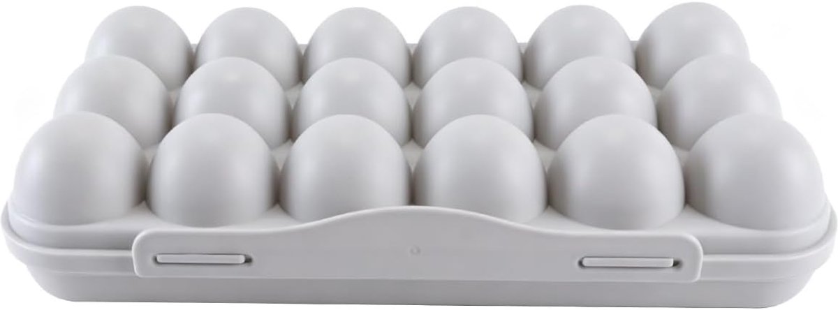 18 Grid Egg Preservation Storage Box, gesp type eierdoos met deksel voor verse opslag grijs