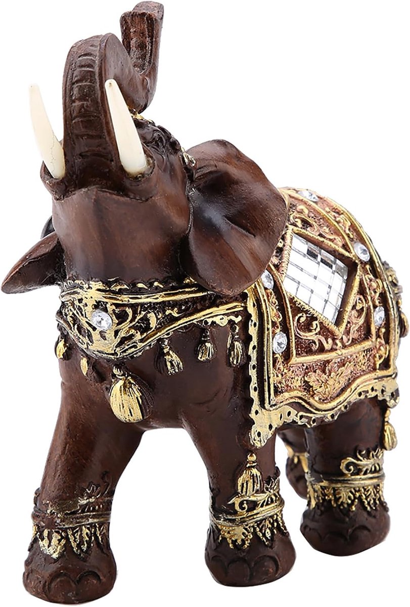 Statue Sculpture Chanceux Richesse Feng Shui Grain de Bois 3D Figurine Home Desktop Décoration Cadeau(L)