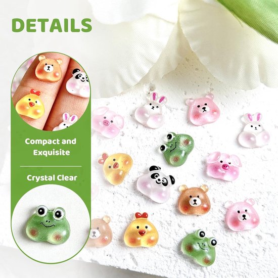 150 Stuks Mini Dierenfiguren Van Kunsthars, Schattige Resin Beeldjes, Cartoon Charms Set, Miniatuur Dieren Van Hars, Decoraties Van Kunststof Voor DIY Nagelversi — afbeelding 2