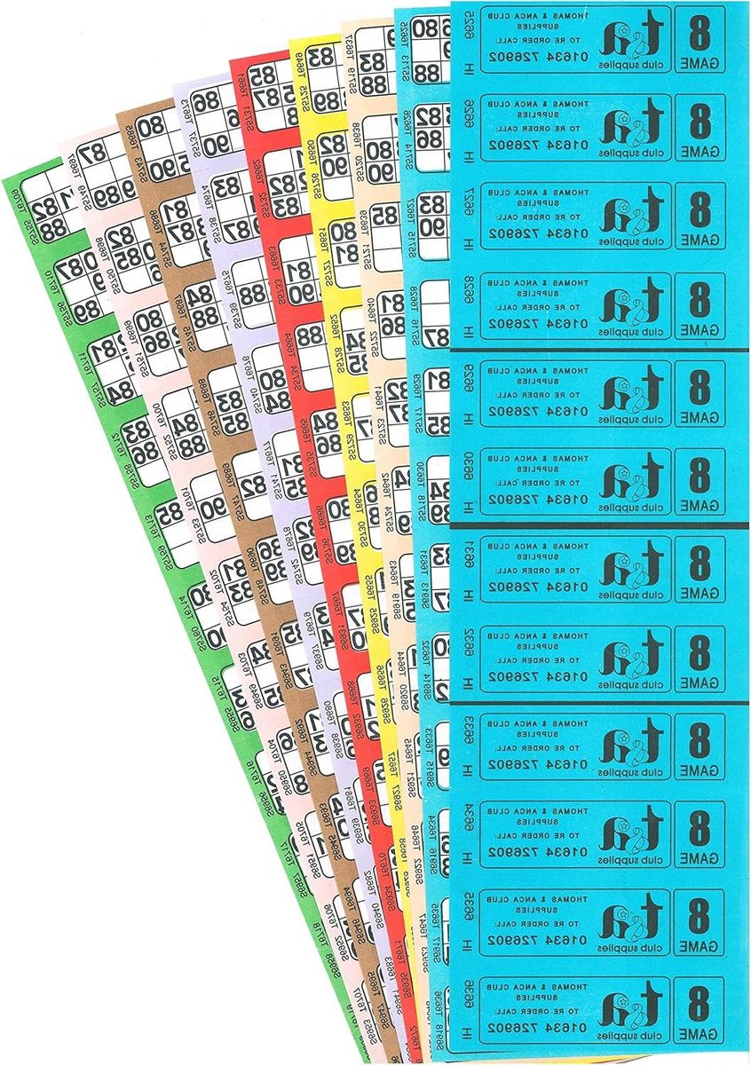 Bingo Kaarten - Bingo Boeken - Spelavonden Organiseren - Grote Cijfers en Perforaties - 12 Vellen - Gekleurd