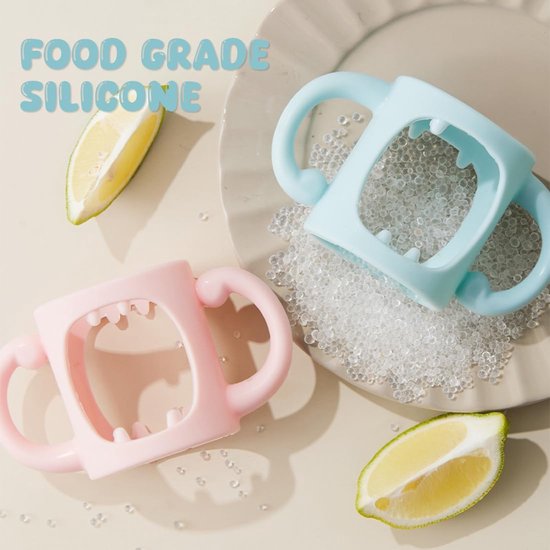 Fles Handvatten - Baby Fles Houder - Veilig Voeden - Ergonomisch Ontwerp - 2 Stuks - Roze Blauw — afbeelding 3