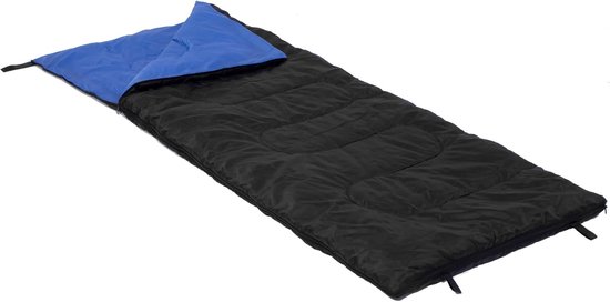 Slaapzak Dekenmodel - Kampeerzak - Outdoor slapen - Inclusief draagtas - 190 x 73 cm - Blauw Zwart — afbeelding 5