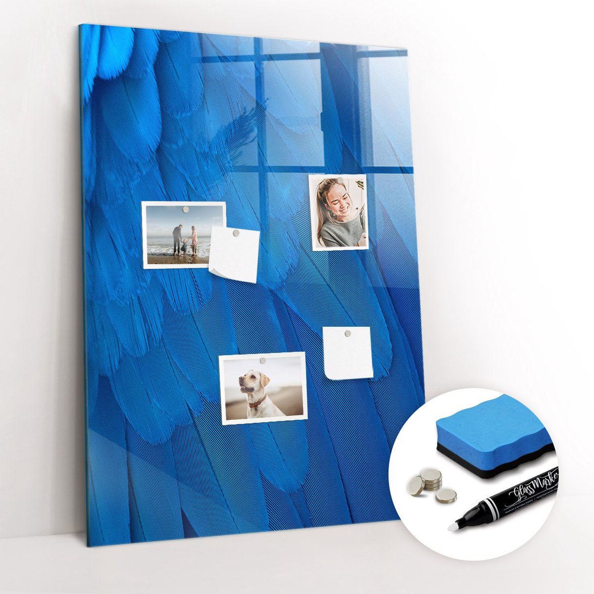 Tulup Whitebord - Vogelveer - 70 x 100 cm - Blauw Magnetisch Wandbord - Gratis 5 Sterke Magneten + Whiteboard Marker & Wisser - Interieur Accessoires Kantoor - Memobord Keuken - Productiviteit Tools