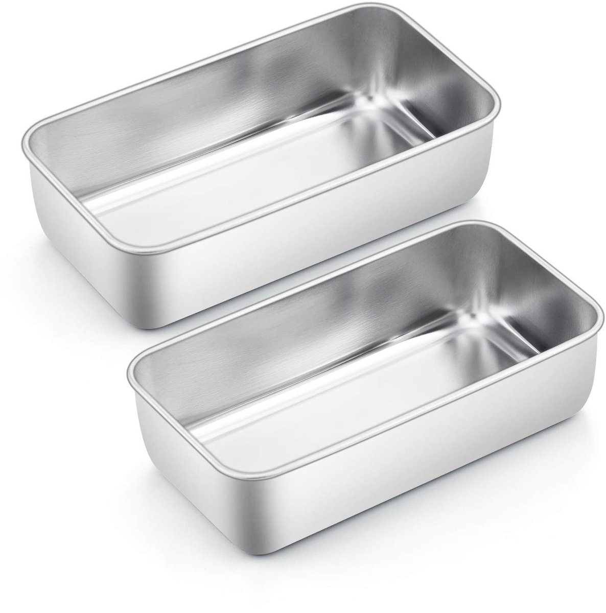 Famanu – Bakvorm set van 2, roestvrij staal, voor brood, cake en toast, rechthoekige broodvorm, gezond en gemakkelijk te reinigen, vaatwasmachinebestendig, 23,5 cm x 12,6 cm x 6 cm