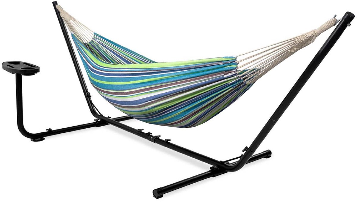 Famanu – Hangmat met standaard en tafel voor tuin en camping, ideaal voor ontspanning en comfort