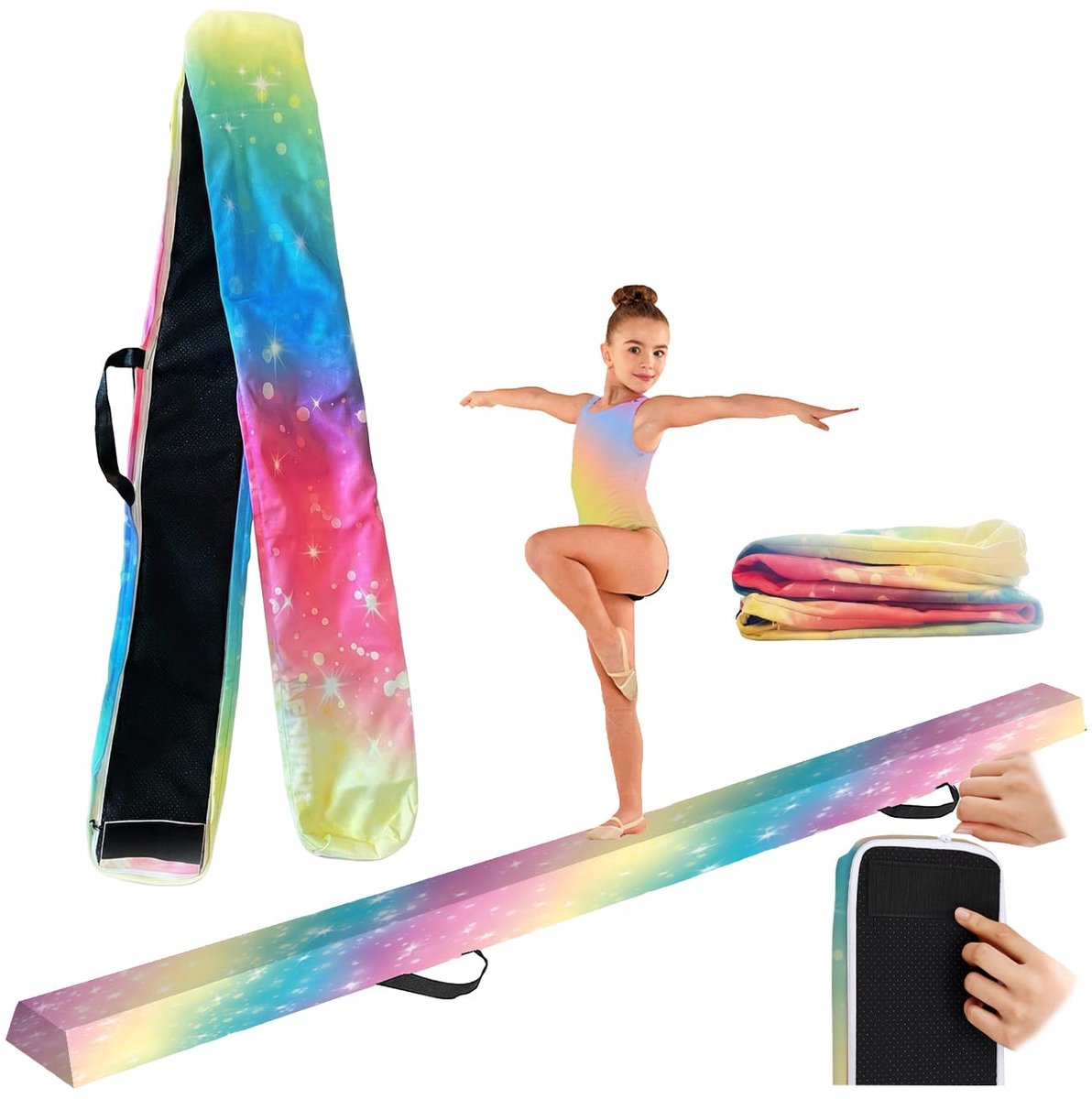 Aerobik - Balance Beam Cover Kids Unicorn 240x10x6 cm - Replacement Washable Cover with U Zip - ShopVlot