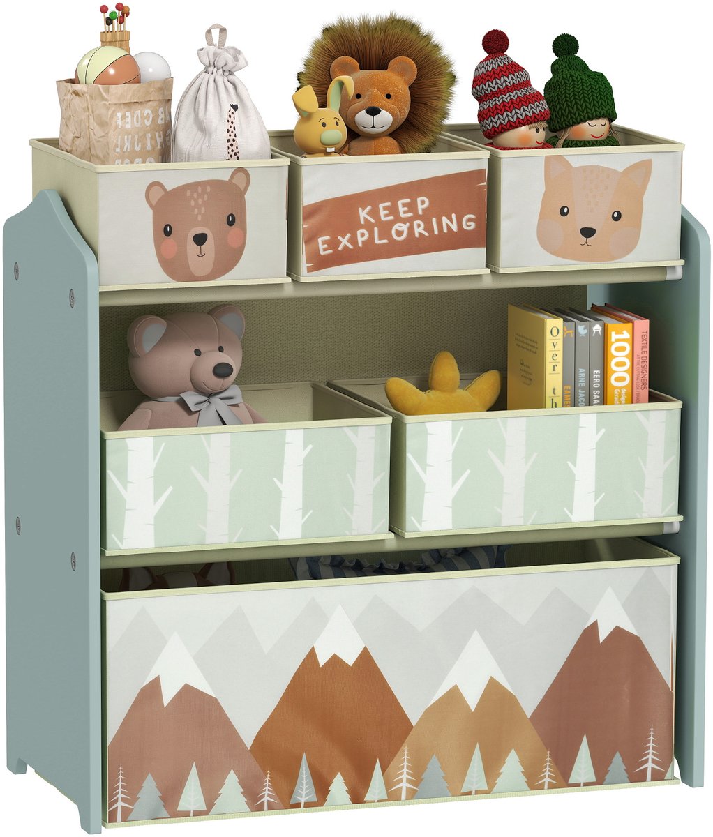 ZONEKIZ Kinder opbergrek - MDF - 63x30x66cm - Groen
