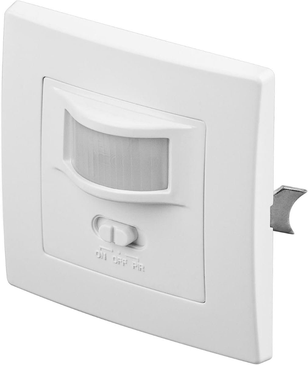 Infrarood bewegingsmelder voor binnen IP20 met 160° PIR-sensor voor ledlampen, inbouwdetector, wandmontage, 9 m bereik, wit