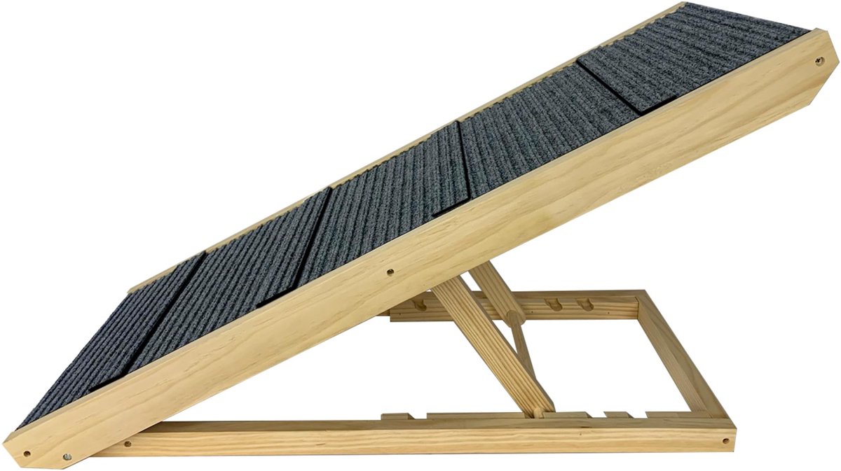 Famanu – Hondentrap voor huisdieren, inklapbaar, houten dierentrap met anti-slip inzetstuk, geschikt voor huisdieren tot 100 kg