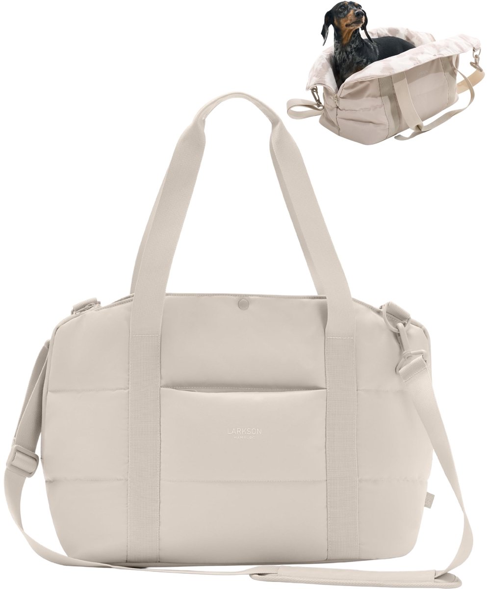Famanu – Hondendraagtas, beige, opklapbare tas voor kleine honden tot 10 kg, transporttas voor honden en katten, ook als mand te gebruiken