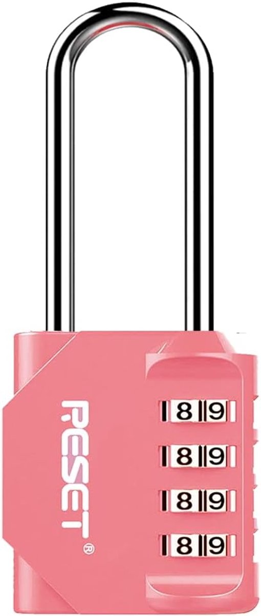4-cijferig combinatiehangslot met 6 - 1 cm lange beugel - combinatieslot - waterdicht hangslot voor school - gymslot - hek - poort - gereedschapskist - roze