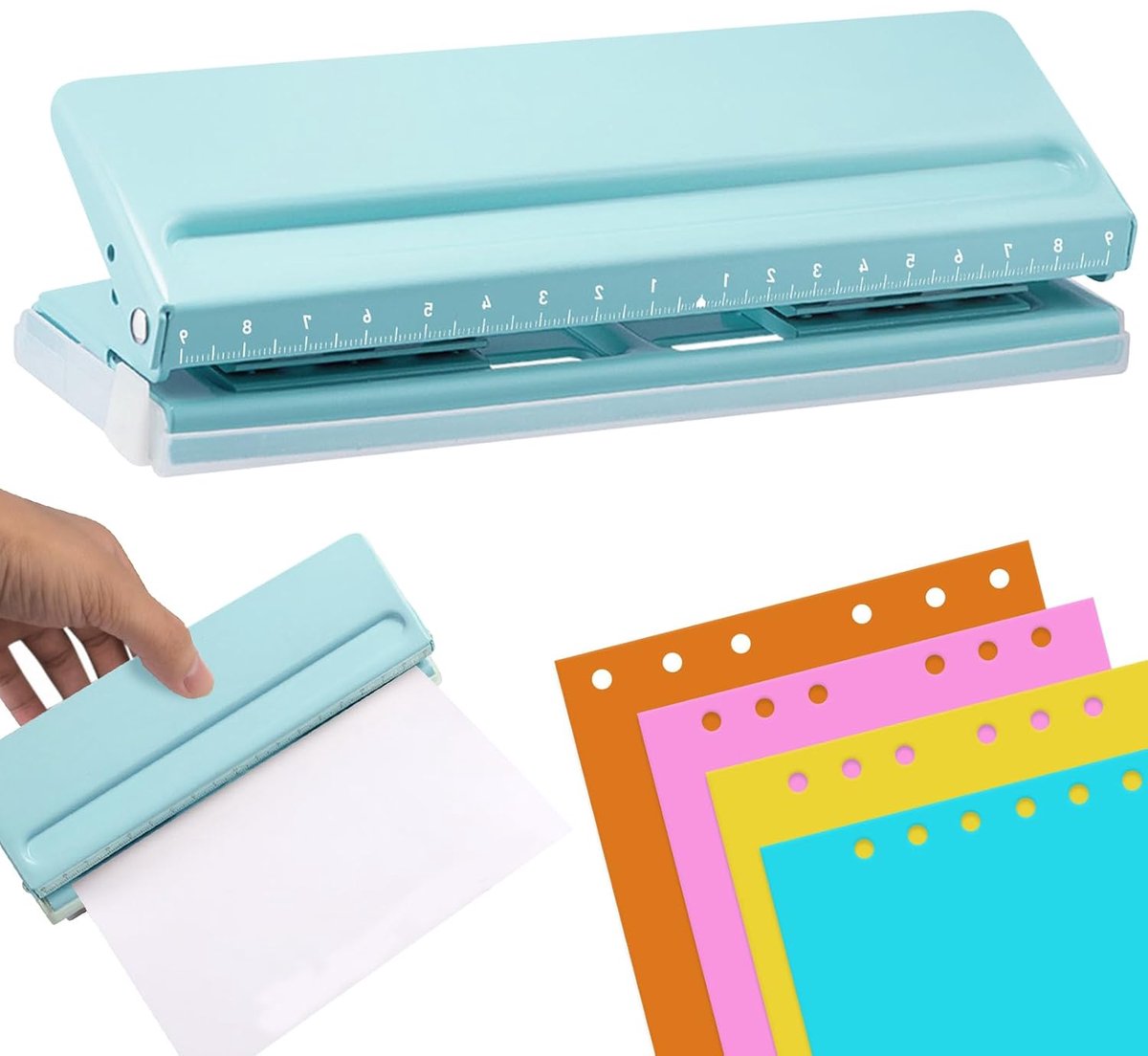 Perforator 6-gats verstelbaar - metalen ringband puncher - positioneringsmarkering - ideaal voor planners - ShopVlot