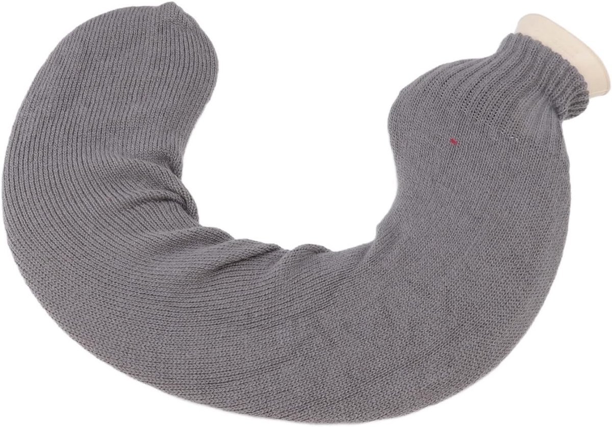 Zachte U-vormige Warmwaterkruik van 1 L voor Nek en Schouder met Waterinjectie en Fleece Hoes voor Reizen in Grijs