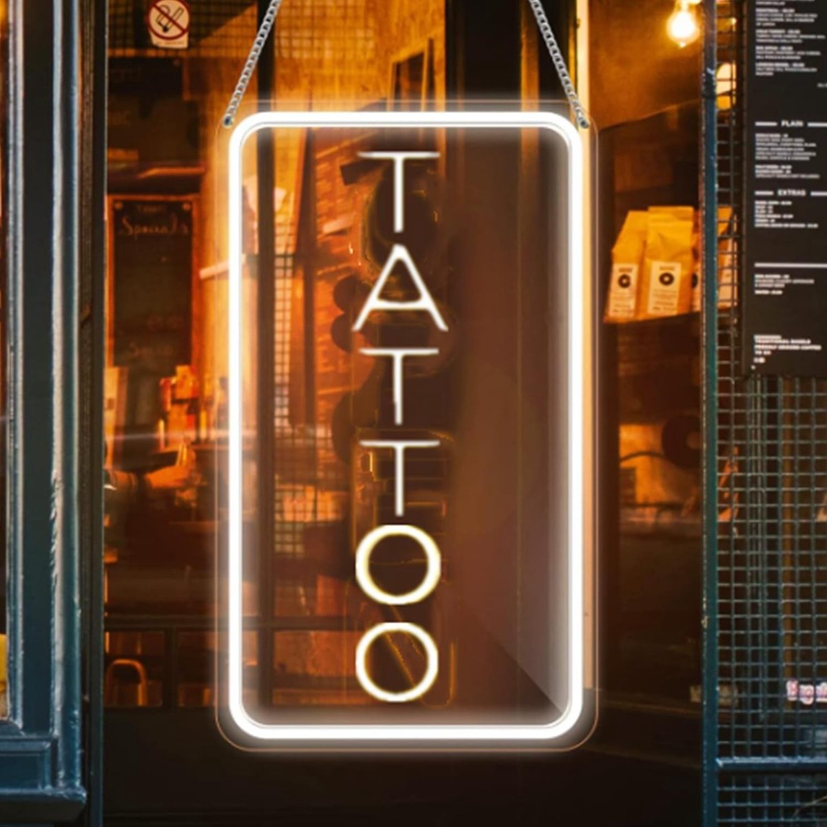 LED-Neonlamp - Warm Wit - 40 x 22,5 cm - Dimbaar en Herbruikbaar - Voor Tattoo-Liefhebbers en Decoratie