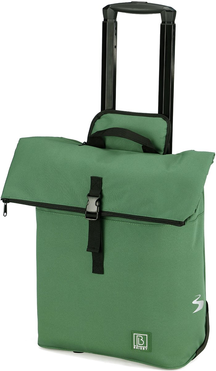 Fietstrolley Tas 2-in-1 Fietstas en Trolley Zwart 18-28L Laptopvak Verstelbare Hendel Bevestigingssysteem - Groen
