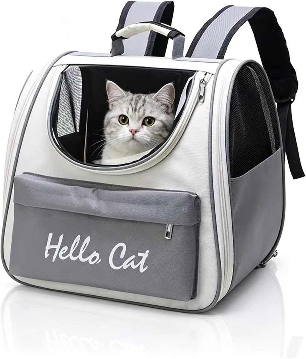 Hondenvrugzak - Grijs - 37 x 25 x 34 cm - Opvouwbare Draagrugzak voor Kleine Honden en Katten tot 7,5 kg
