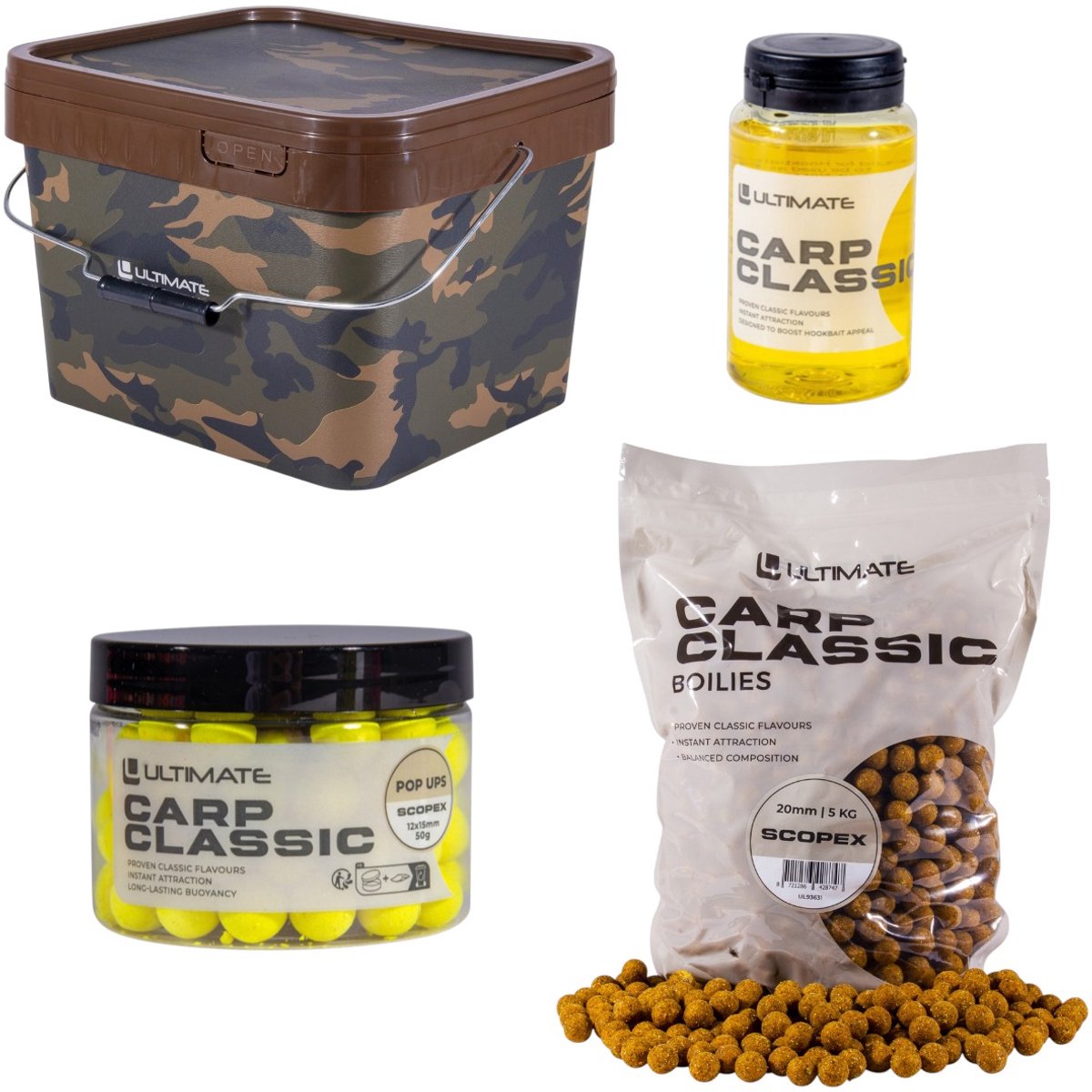 Ultimate Bucket Deal Carp Classic Scopex (Incl. 5kg boilies) - Karper Set