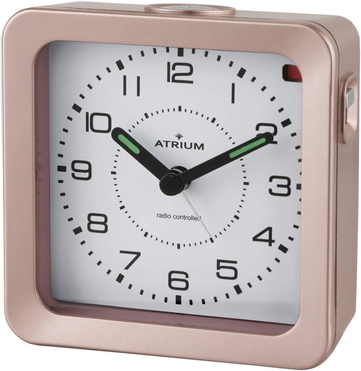 Radiowekker - Brons/Roze - 9.5 x 9.5 x 3.5 cm - Geruisloos Analoog met Snoozefunctie - Voor Thuisgebruik