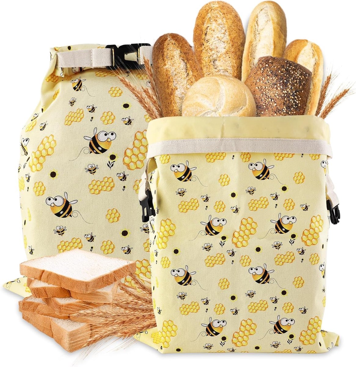 Bijenwas Broodzak - Multicolor - 43 x 33 cm - Herbruikbare Broodzak van Biologisch Katoen - Voor Brood en Gebak