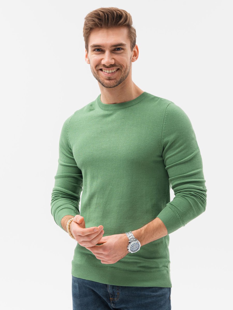 Edoti - Heren Sweater - Groen - Aansluitend - Ronde Halslijn