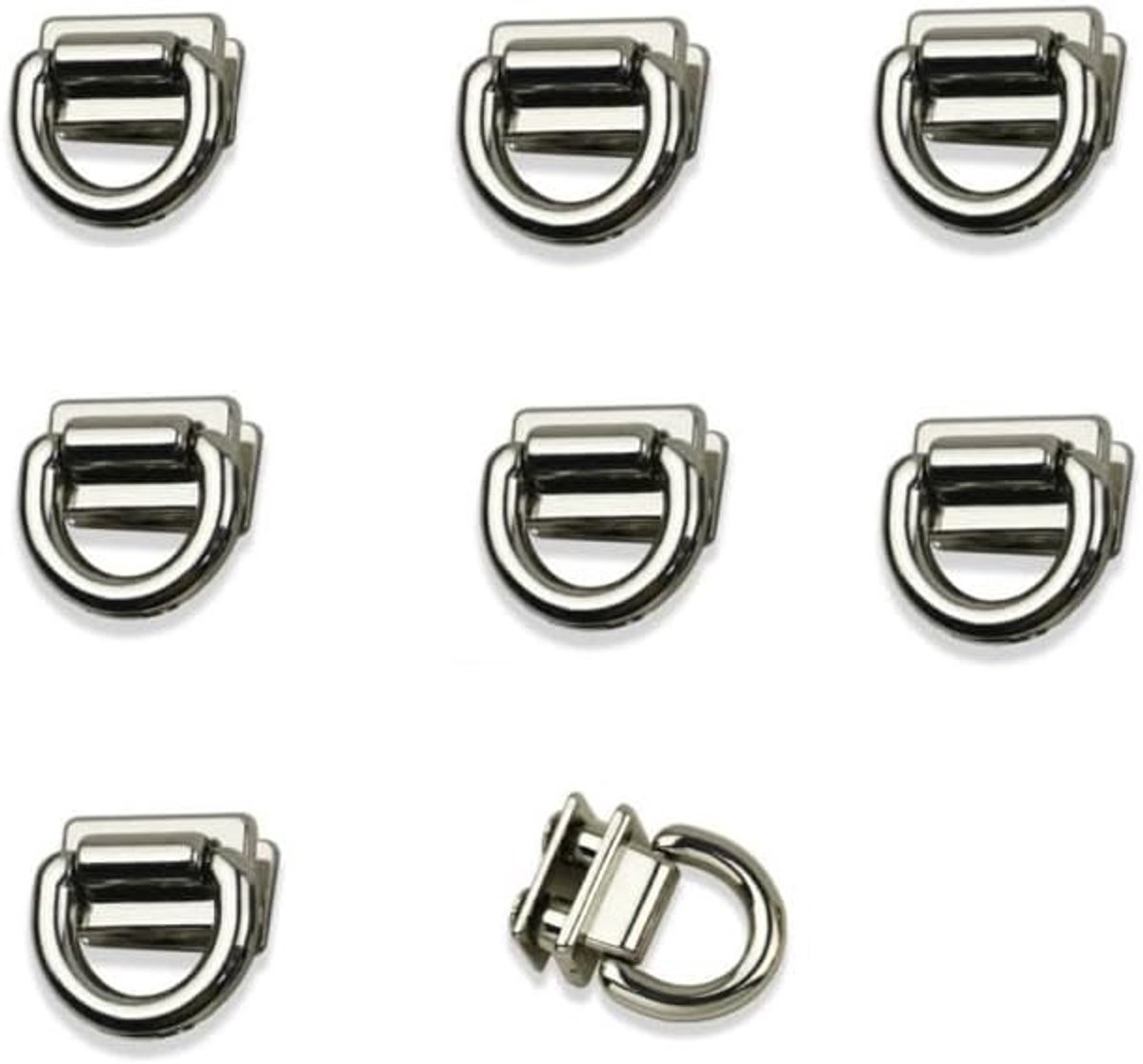 8 Stuks Metalen Tasconnectoren met D-Ring voor DIY Tassen, Sleutelhangers en Accessoires, 18mm Beugels met Schroeven