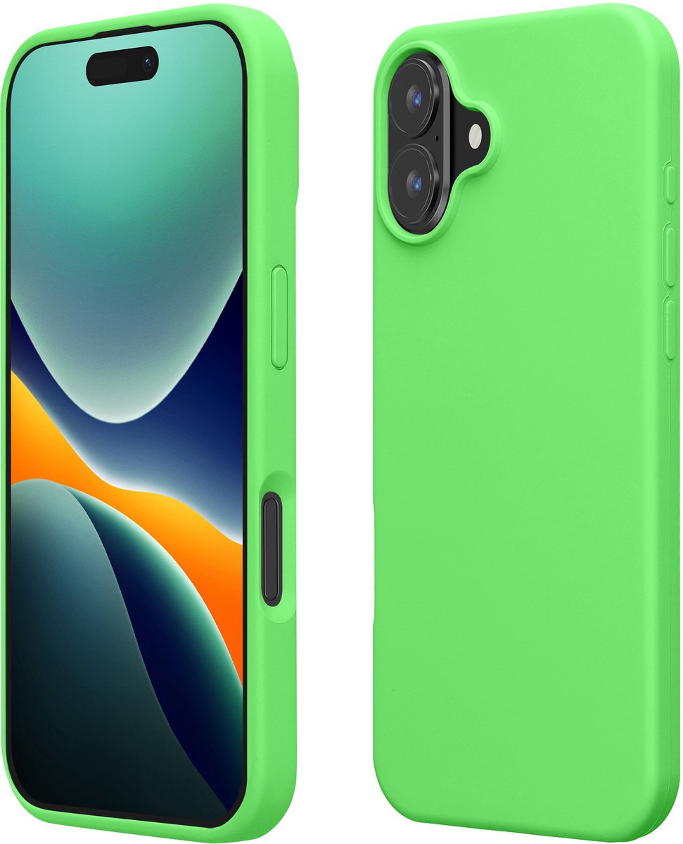 kwmobile telefoonhoesje geschikt voor Apple iPhone 16 Plus - Hoesje met siliconen coating - Smartphone case in limoengroen