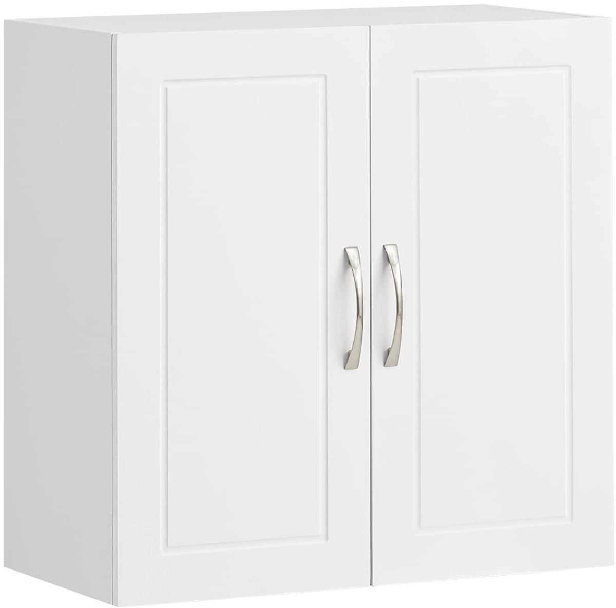 Famanu – Hangende badkamerkast met dubbele deur, opbergkast met verstelbare plank, medicijnkast, wit, 60x30x60 cm