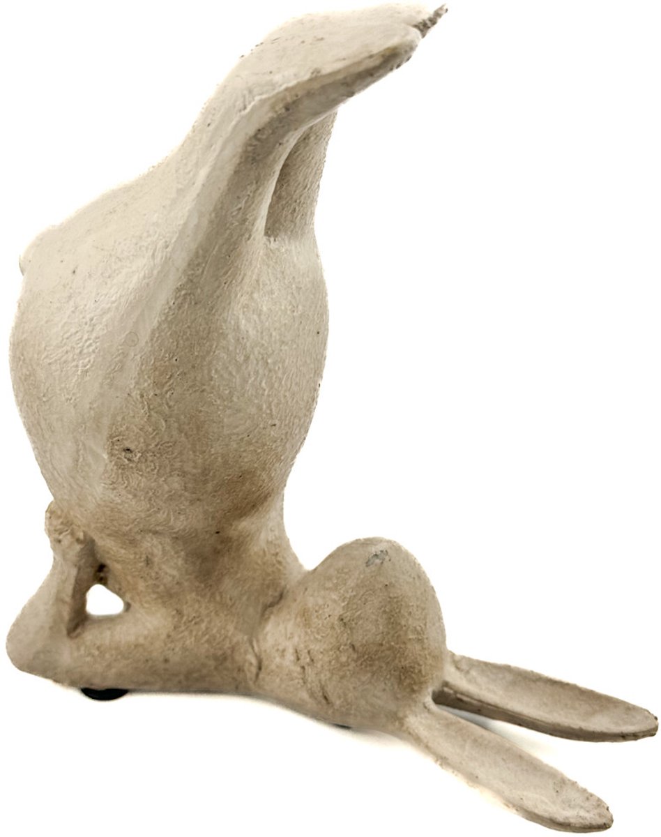 Aardewerk ornament konijn yoga beige wb