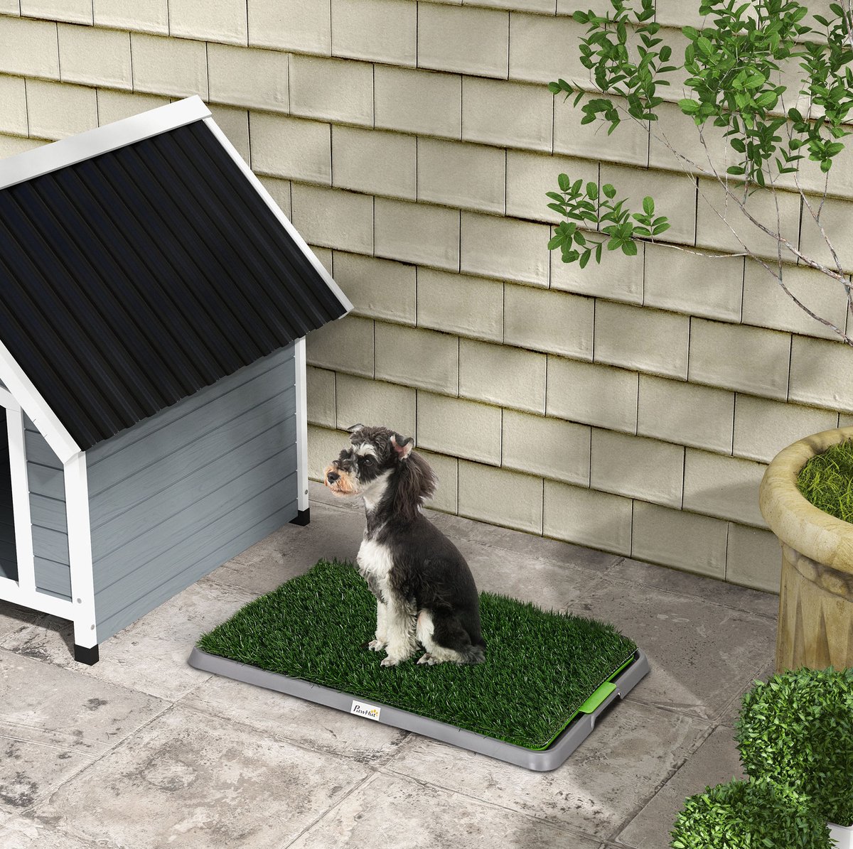 REDOM - Hondentoilet voor hond - Kunstgras met opvangbak en afwateringsgaten - Zonder montage - Voor binnen en balkon - Polyethyleen - Groen - 67 x 41 x 3,5 cm