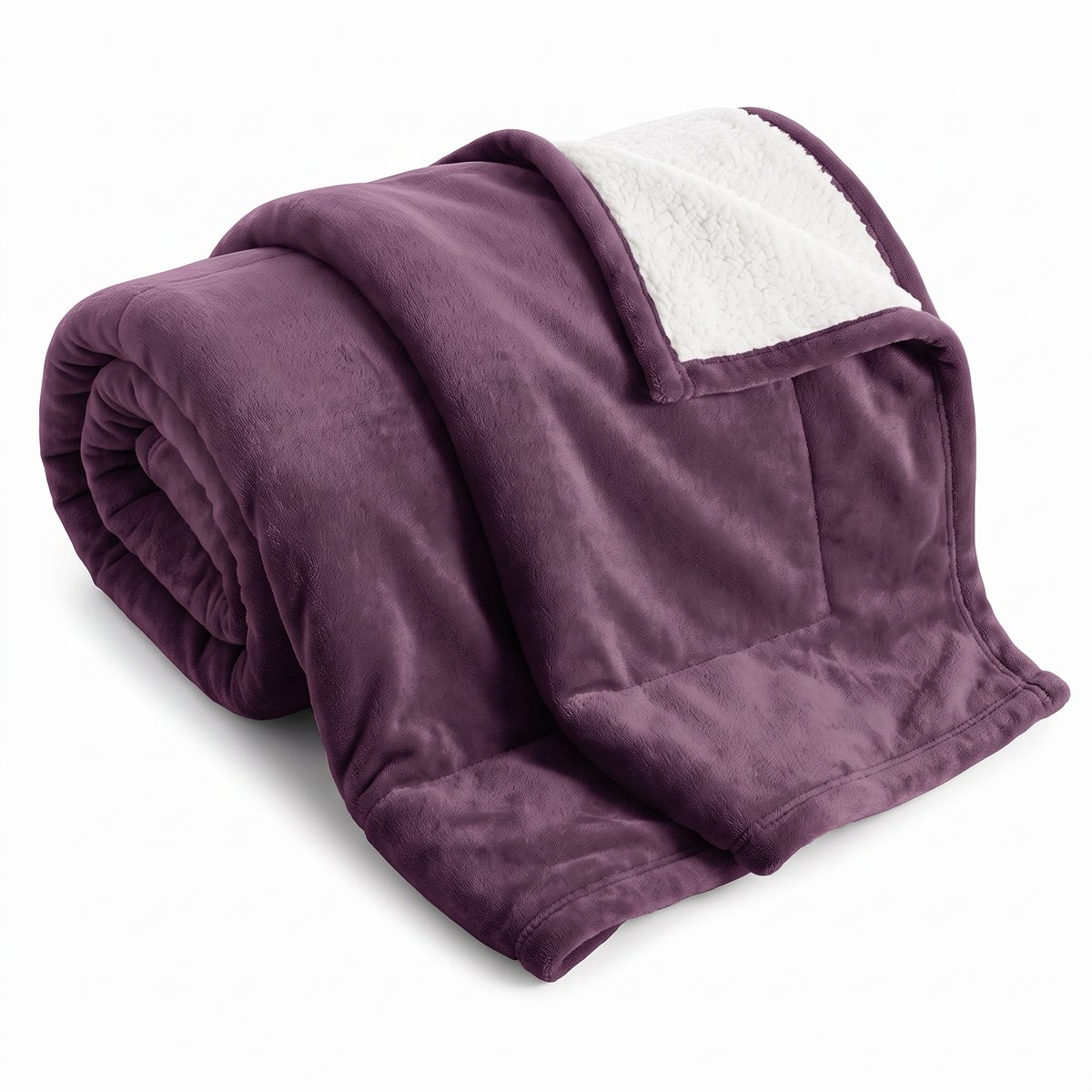 Cheqo® Sherpa Deken - Fleece Deken - Plaid - Fleece Plaid - Woondeken - Knuffeldeken - Bankdeken - Deken voor Bank en Bed - Dubbelzijdig - Flanel Deken - Winter Deken - Schapenvacht Deken - Teddy Deken - Sprei - Bedsprei - TV Deken - XXL - Paars