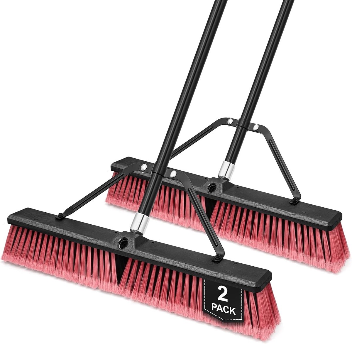 Bezem met opvangbak - Rood - 24 inch - Heavy Duty - Voor Buiten