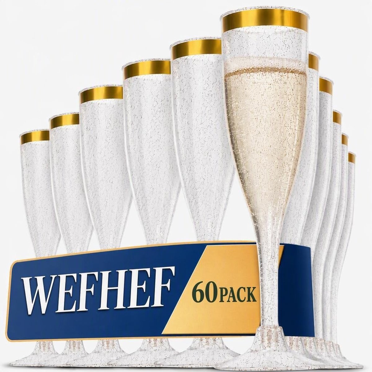 Wijnglazen zonder voet - Goud - 60 stuks - Elegante uitstraling - Voor Feesten