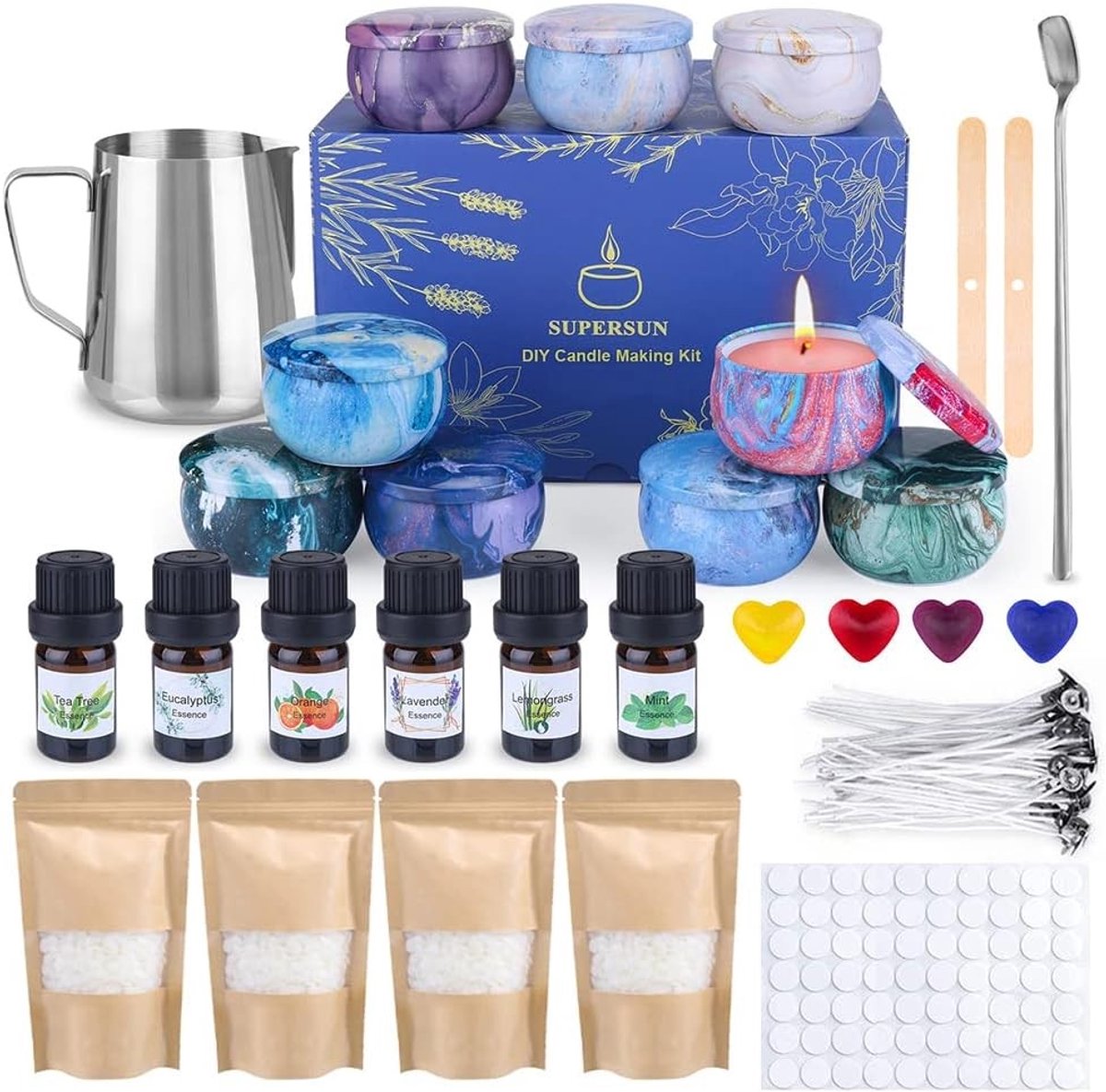 Kaarsen Maken Kit - Multikleur - 480 g Bijenwas Pellets - Compleet met Lont en Blikken - Voor Beginners
