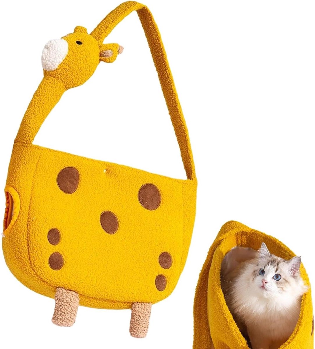 Draagtas Huisdieren - Reistas Kat Hond - Veilig Vervoer - Giraffe Design - Maat L - Bruin