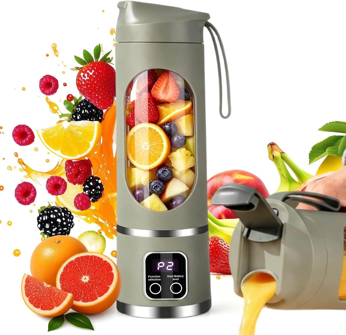Draagbare Blender - Groen - 500 ml - Mini Mixer met 12 Messen - Voor Shakes en Smoothies