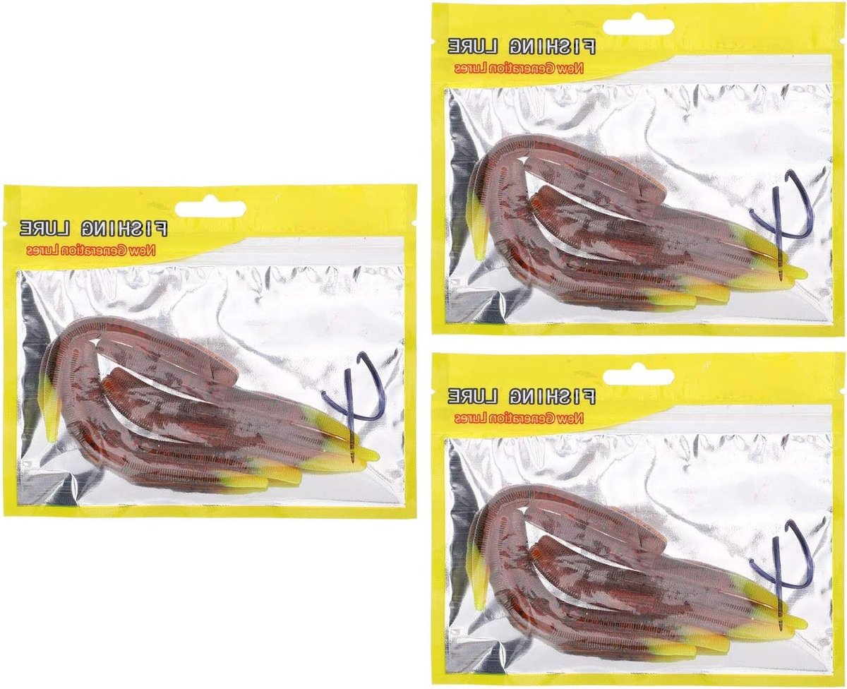Kunstmatige Regenworm - Zacht Aas - Vissen - Levensecht Ontwerp - 11 cm 18 Stuks - Bruin