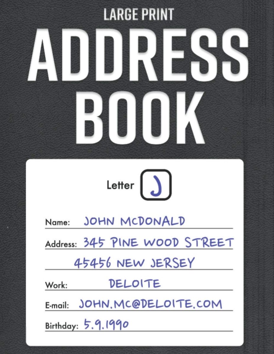 Large Print Address Book for Seniors: Elderly Address Journal, Birthday Logbook, Phone/Mobile Numbers, Email Address - ShopVlot