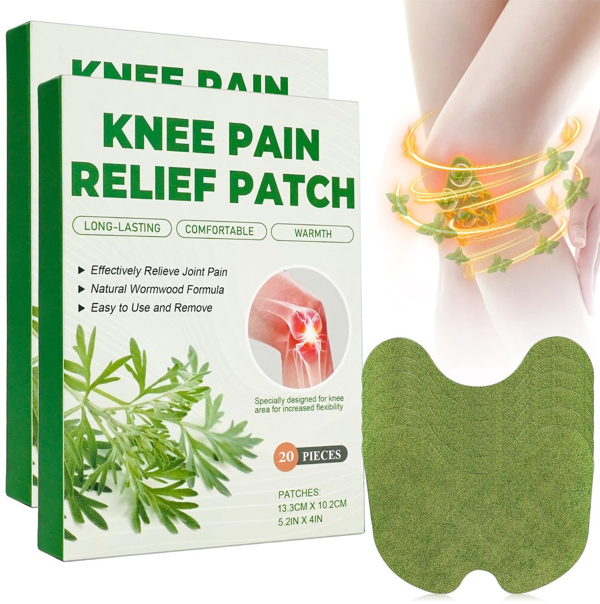 Holilo Pijnverlichtingspleister, 40 stuks pijnpleister voor de knie, natuurlijke kruiden pijnverlichtingspleister - ShopVlot