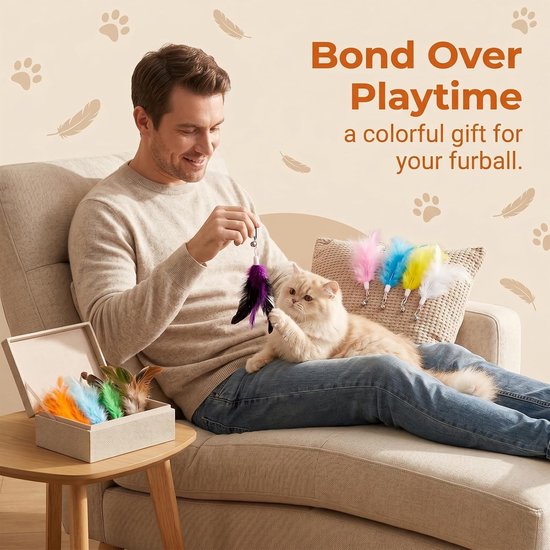 Kattenhengel - Multicolor - 20 cm - Veeropzetstukken - Voor Kittens en Volwassen Katten — afbeelding 5