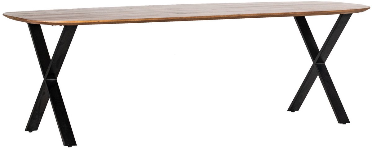 Eettafel Deens Ovaal 200cm - Mangohout & Metaal - Bruine Tafel Gordon