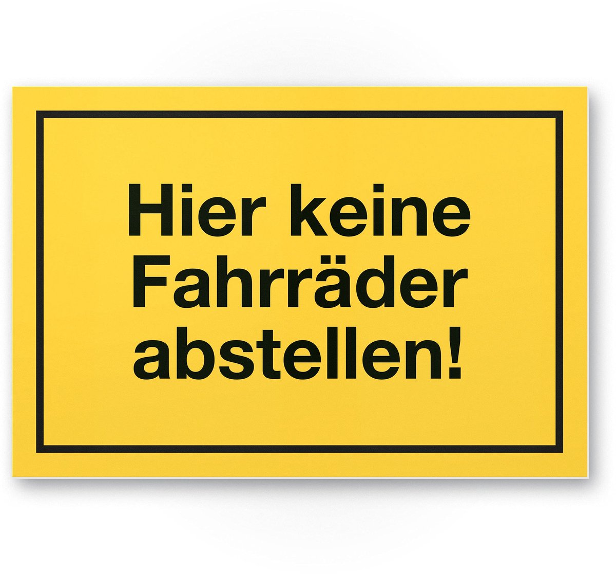 Verbodsbord fietsen plaatsen verboden - geel, 30 x 20 cm - waarschuwingsbord voor huismuur - effectieve waarschuwing - ShopVlot