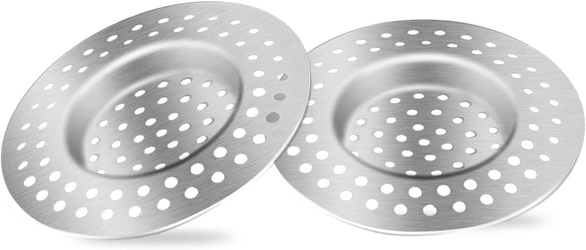 Set van 2 RVS Afvoerfilters voor Keuken en Badkamer, Doucheafvoer Beschermers, Haar Trap en Stopper met 7.5 cm Buitendiameter