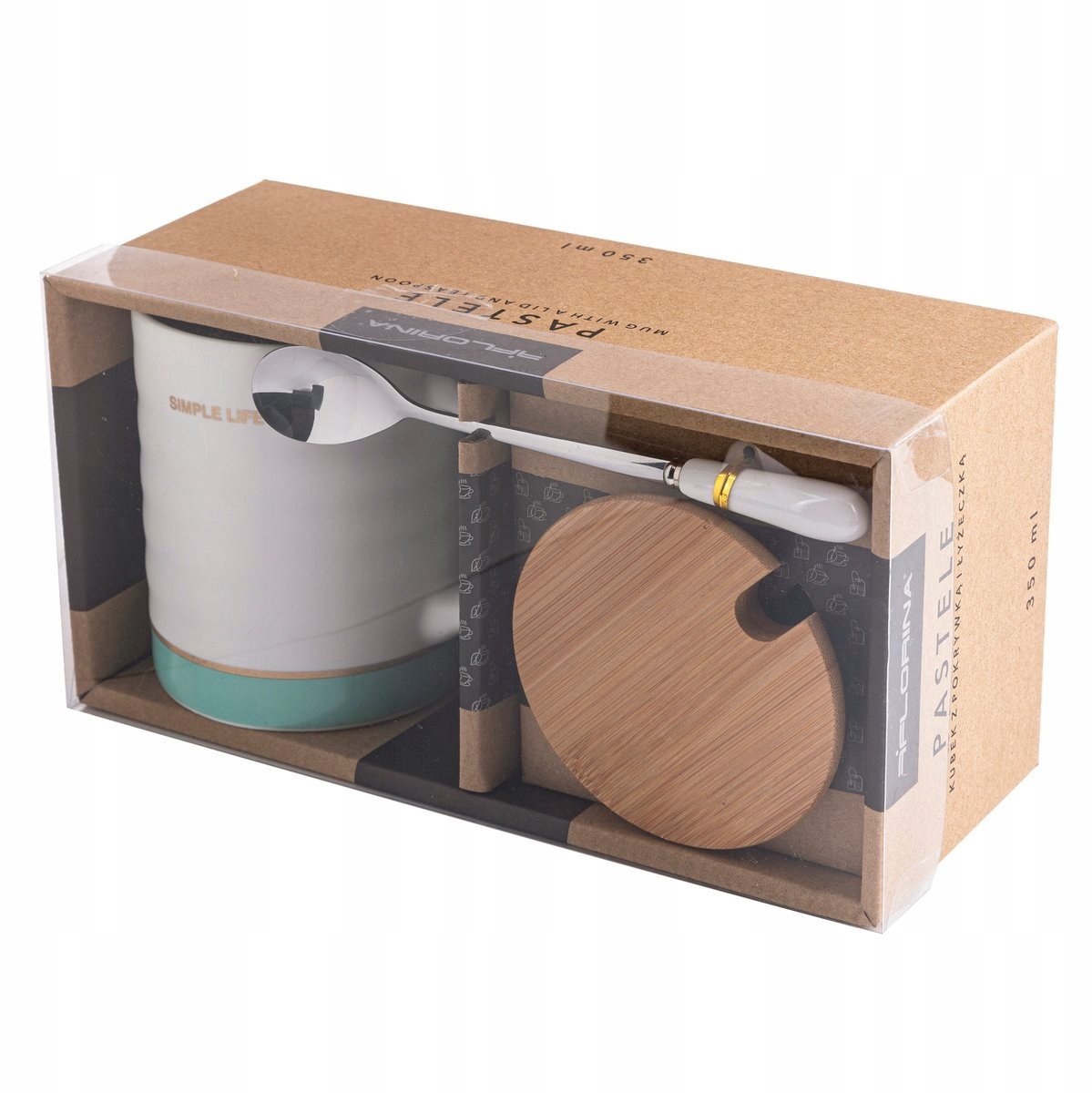 Florina Pastele Keramische Mok 350ml met Lepel & Deksel