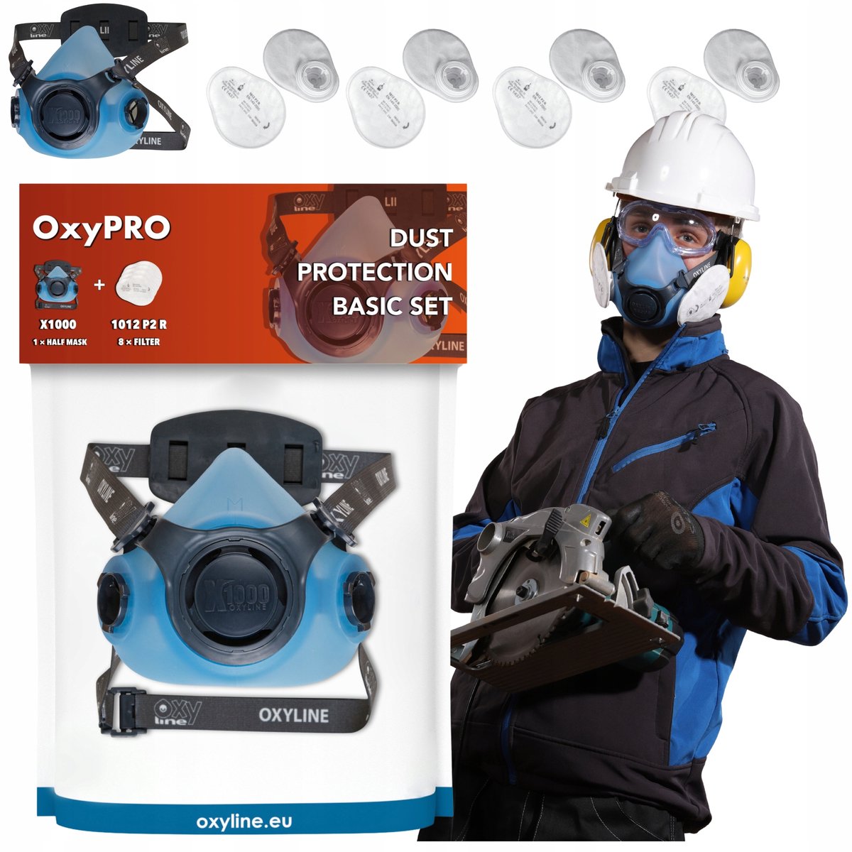 Stofmasker Set: Halfmasker met 8x P2 Filters voor Schuren