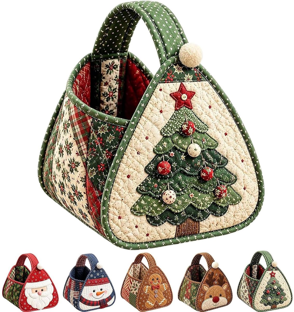 Casalola – Kerstthema DIY Borduurpakket – Handgemaakte Cadeaus Naaien – Borduurpakket voor Beginners – Kerstborduurwerk – Kerstopbergmand – Opbergmand voor Kerstdecoratie—kerstboom